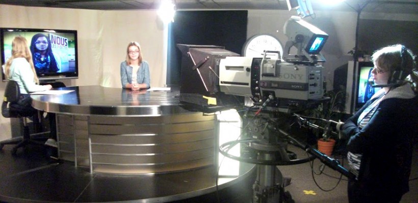HDCH records a news broadcast at the Montreal CBC.